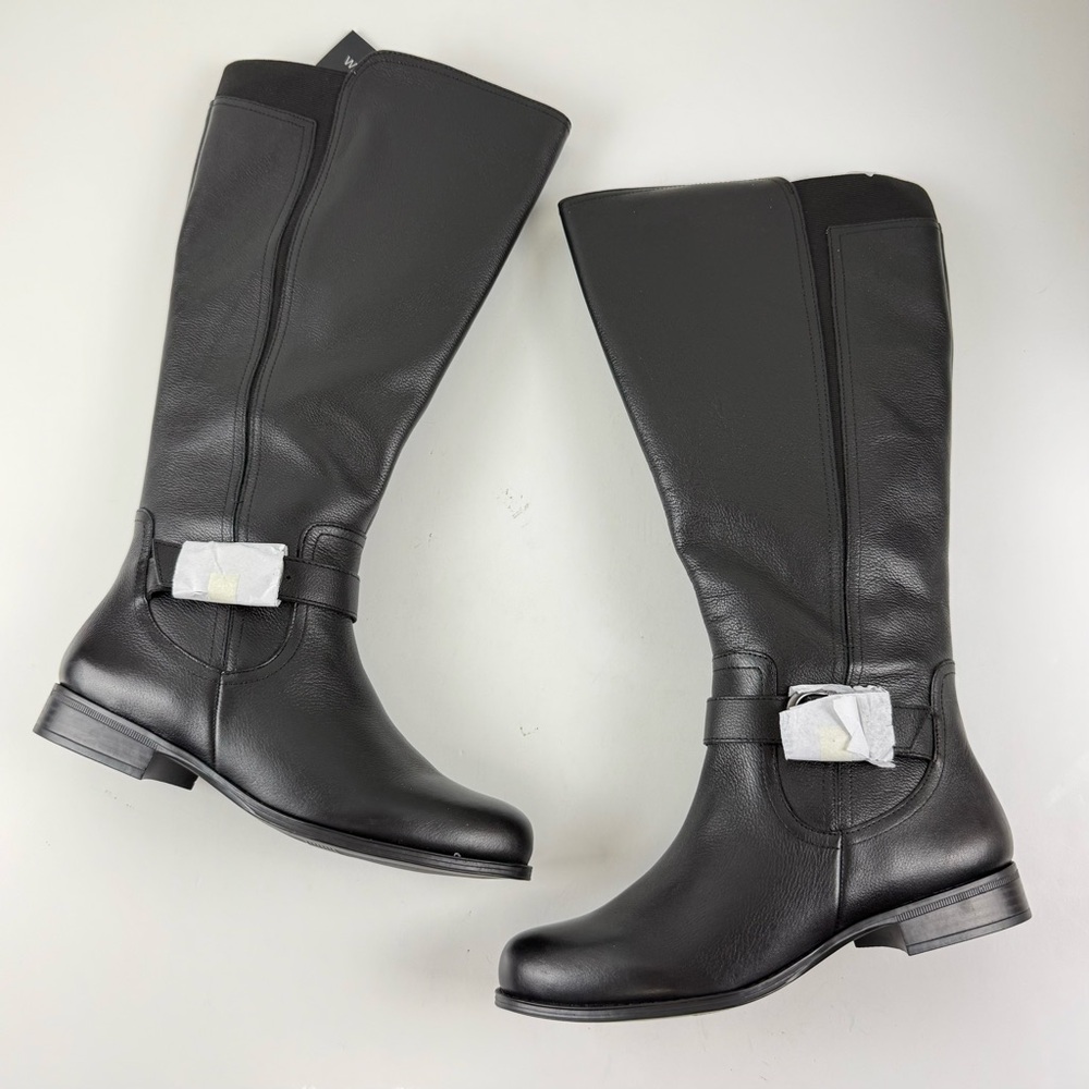Naturalizer Jaya Knee High Block Heel Riding Boots Womens 10W Black Leather NEW